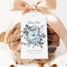 Dusty Blue Floral Gastgeschenk Hochzeit Geschenkanhänger