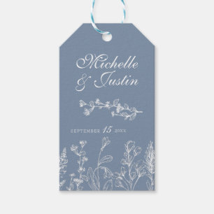 Dusty Blue Floral Gastgeschenk Hochzeit Tags Geschenkanhänger