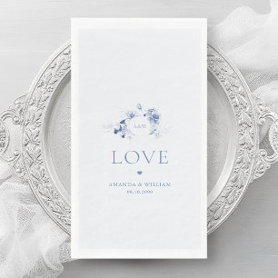 Dusty Blue Floral Gasttücher mit "Liebe" Serviette