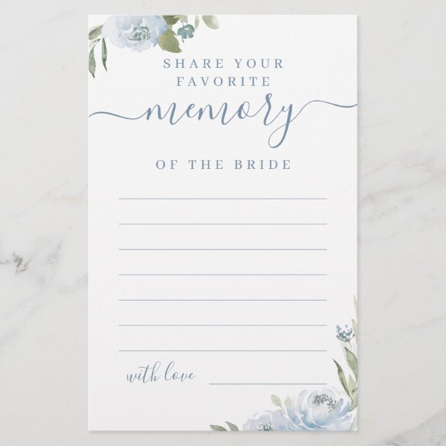 Dusty blue floral gemeinsam ein Memory Brautparty (Vorderseite)