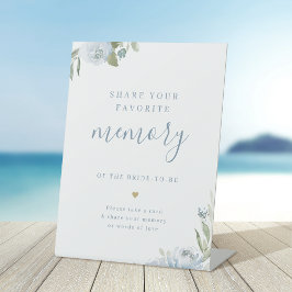 Dusty blue floral gemeinsam ein Memory Brautparty Sockelschild