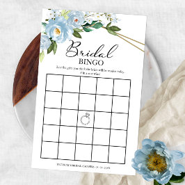 Dusty Blue Floral Geometric Brautparty Bingo Flyer