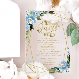 Dusty Blue Floral Geometric Quinceañera Acryleinladungen