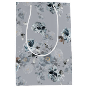 Dusty Blue Floral Geschenktasche Mittlere Geschenktüte