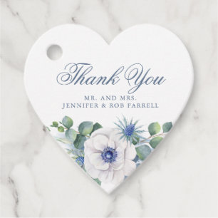 Dusty Blue Floral Greenerity Liebe Herzlich Willko Geschenkanhänger