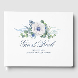 Dusty Blue Floral Greenerity Wedding Gästebuch