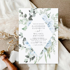 Dusty Blue Floral Greenery Eucalyptus Wedding Invi Einladung