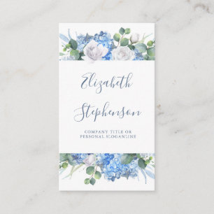 Dusty Blue Floral Greenery - Hydrangea Blooms Visitenkarte