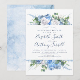 Dusty Blue Floral Greenery Probe Dinner Einladung
