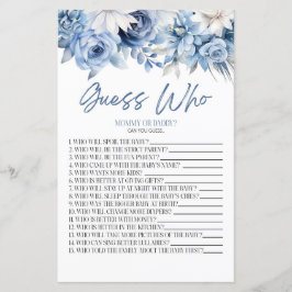 Dusty Blue Floral Guess Who Baby Shooting Game