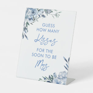 Dusty Blue Floral Guess Wie viele Kisses Game Sockelschild
