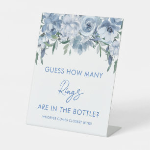 Dusty Blue Floral Guess Wie viele Rings Game Sign Sockelschild