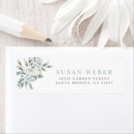 Dusty Blue Floral Hochzeitslabel