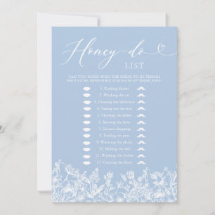 Dusty Blue Floral Honey Do List Brautparty Game Einladung