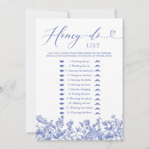 Dusty Blue Floral Honey Do List Brautparty Game Einladung