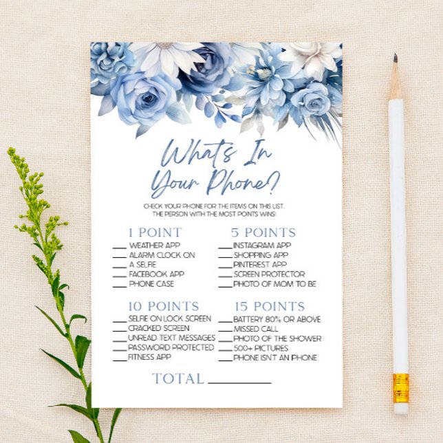 Dusty Blue Floral in Ihrem Handy Baby Dusche Spiel (Von Creator hochgeladen)