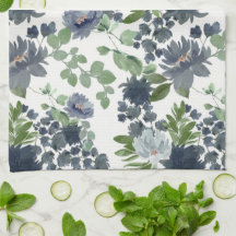 Dusty blue floral Kitchtuch