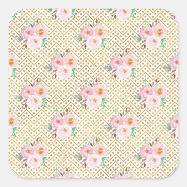 Dusty Blue Floral Krawatte Quadratischer Aufkleber (Vorderseite)