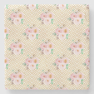 Dusty Blue Floral Krawatte Steinuntersetzer