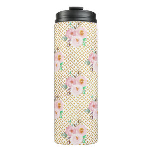 Dusty Blue Floral Krawatte Thermosbecher