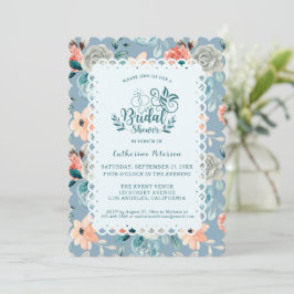 Dusty Blue Floral Lace | Dekorative Kalligraphie Einladung