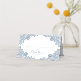 Dusty Blue Floral Lace Wedding Platzkarte