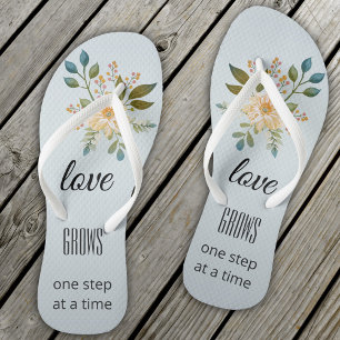 Dusty Blue Floral Liebe Bridal Flip Flops