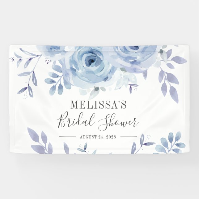 Dusty Blue Floral Lilac Brautparty Banner (Horizontal)