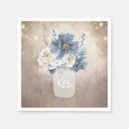 Dusty Blue Floral Mason Jar Rustikales Land Serviette