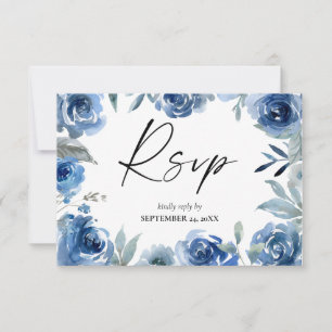 Dusty Blue Floral mit Meetingkarte RSVP Karte