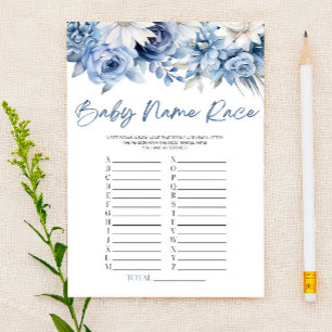 Dusty Blue Floral Name Race Baby Showspiel