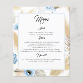 Dusty Blue Floral Pampas Grass Wedding Menu Flyer