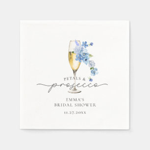 Dusty Blue Floral Petals & Prosecco Brautparty Serviette