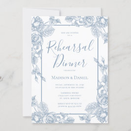 Dusty Blue Floral Probe Dinner Einladung