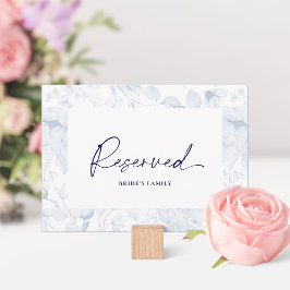 Dusty Blue Floral Reserved Seating Card  Einladung