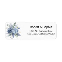 Dusty Blue Floral Return Address Label