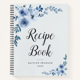 Dusty blue floral Rezept Buch