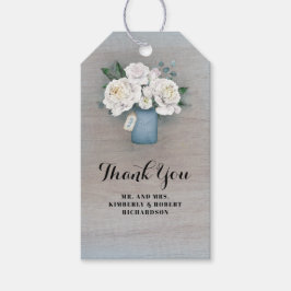 Dusty Blue Floral Rustic Country Wedding Geschenkanhänger
