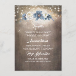 Dusty Blue Floral Rustic Wedding Information Guest Begleitkarte