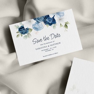 Dusty Blue Floral Save the Date Card Mitteilungskarte