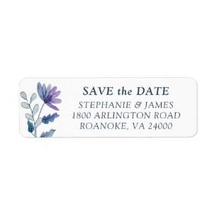 Dusty Blue Floral Save the Date Rücksendeadresse