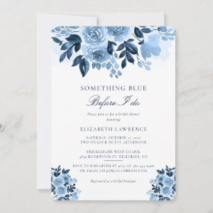Dusty Blue Floral Script Brautparty Einladung