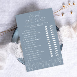 Dusty Blue Floral Script Brautparty Game