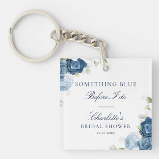 Dusty Blue Floral Script Watercolor Keepake Schlüsselanhänger
