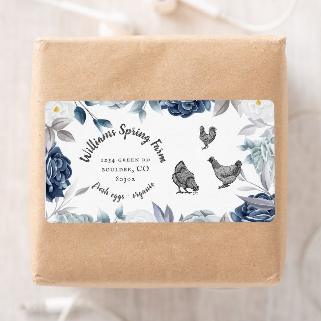 Dusty blue floral skriptingente Ente Egg Carton (Insitu)