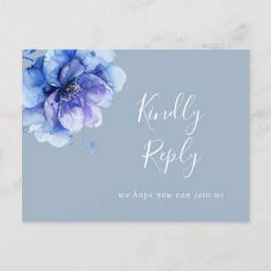 Dusty Blue Floral Song Request UAWG Postcard Einladungspostkarte