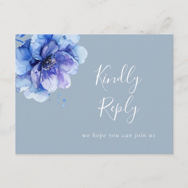 Dusty Blue Floral Song Request UAWG Postcard Einladungspostkarte (Vorderseite)