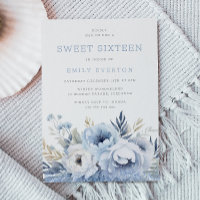 Dusty Blue Floral Sweet 16 Sechzehn Party