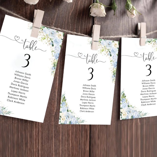 Dusty Blue Floral Table Number Seating Chart (Von Creator hochgeladen)