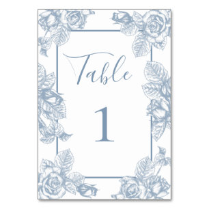 Dusty Blue Floral Tischnummer